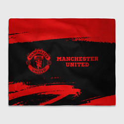 Плед флисовый Manchester United - red gradient по-горизонтали, цвет: 3D-велсофт
