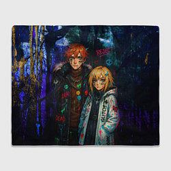 Плед флисовый Люмин и Тарталья потеки краски, цвет: 3D-велсофт