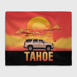 Плед флисовый Tahoe на закате джип, цвет: 3D-велсофт
