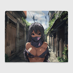 Плед флисовый Смуглая девушка в маске, цвет: 3D-велсофт