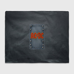 Плед флисовый ACDC логотип в виде джинсовой нашивки, цвет: 3D-велсофт