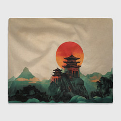 Плед флисовый Храм в горах, цвет: 3D-велсофт