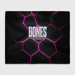 Плед флисовый Bones белый глитч лого, цвет: 3D-велсофт