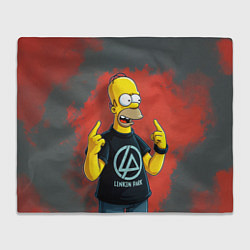 Плед флисовый Гомер в футболке Linkin Park, цвет: 3D-велсофт