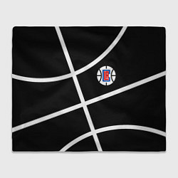 Плед флисовый Клипперс - текстура черного мяча, цвет: 3D-велсофт