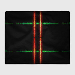 Плед флисовый Color black green red lines, цвет: 3D-велсофт