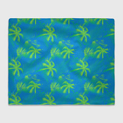 Плед флисовый Palm light green light blue, цвет: 3D-велсофт
