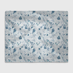 Плед флисовый Мемфис синий с серым клетчатый геометрический узор, цвет: 3D-велсофт