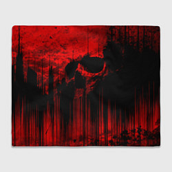 Плед флисовый Красный череп на фоне абстракции, цвет: 3D-велсофт