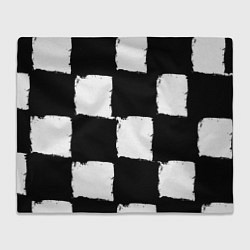 Плед флисовый Черные квадраты в виде шахматной доски, цвет: 3D-велсофт
