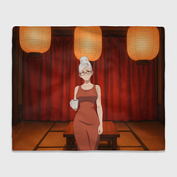 Плед флисовый Dandadan Seiko в красном платье, цвет: 3D-велсофт