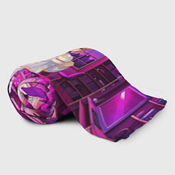 Плед флисовый Дандадан Сиратори Айра с кофе, цвет: 3D-велсофт — фото 2