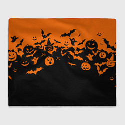 Плед флисовый Хэллоуин тыквы и призраки, цвет: 3D-велсофт