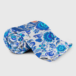 Плед флисовый Русская матрёшка в гжельских узорах, цвет: 3D-велсофт — фото 2