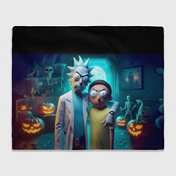 Плед флисовый Rick with Morty - halloween night, цвет: 3D-велсофт