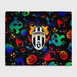 Плед флисовый Juventus хэллоуин неон, цвет: 3D-велсофт
