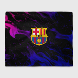 Плед флисовый Барселона неоновый огонь текстура, цвет: 3D-велсофт