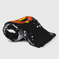 Плед флисовый Манчестер Юнайтед черно белые краски лого, цвет: 3D-велсофт — фото 2