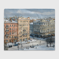 Плед флисовый Зимняя улица Питера, цвет: 3D-велсофт