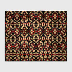 Плед флисовый Славянский вышивной орнамент макошь, цвет: 3D-велсофт