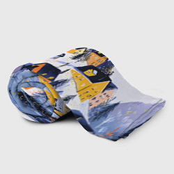 Плед флисовый Новогодние домики на горе, цвет: 3D-велсофт — фото 2