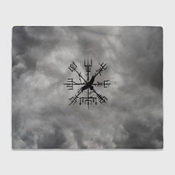 Плед флисовый Мистический ворон в руническом компасе вегвизир, цвет: 3D-велсофт