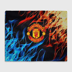Плед флисовый Манчестер Юнайтед огонь битва, цвет: 3D-велсофт