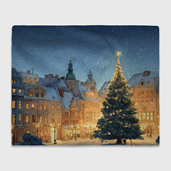 Плед флисовый Новый год в старом городе, цвет: 3D-велсофт