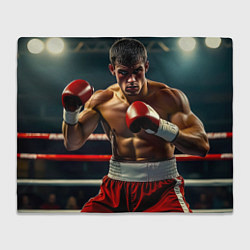 Плед флисовый Боксёр в ринге, цвет: 3D-велсофт
