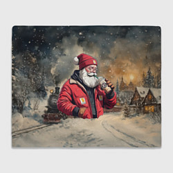 Плед флисовый Санта с капучино, цвет: 3D-велсофт