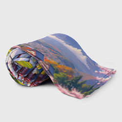 Плед флисовый Сакура у подножия Фудзиямы, цвет: 3D-велсофт — фото 2