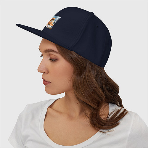 Кепка снепбек Рыжий кот дизайнер - нейроарт / Тёмно-синий – фото 3