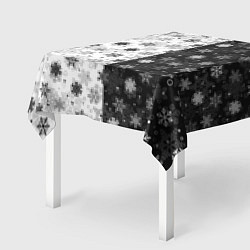 Скатерть для стола Чёрно-Белые Снежинки, цвет: 3D-принт — фото 2