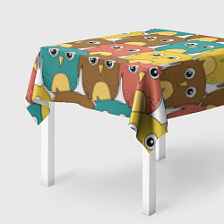 Скатерть для стола Разноцветные совы, цвет: 3D-принт — фото 2