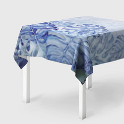Скатерть для стола Синие листья, цвет: 3D-принт — фото 2