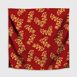 Скатерть для стола Золотые веточки на ярко красном фоне, цвет: 3D-принт