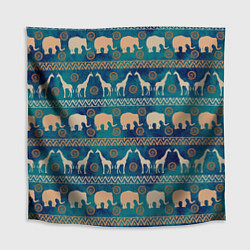 Скатерть для стола Жирафы и слоны, цвет: 3D-принт