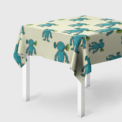 Скатерть для стола Милые зеленые человечки, цвет: 3D-принт — фото 2