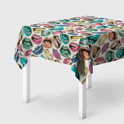 Скатерть для стола Губы разноцветные поп арт, цвет: 3D-принт — фото 2