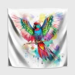 Скатерть для стола Разноцветный акварельный попугай с расправленными, цвет: 3D-принт