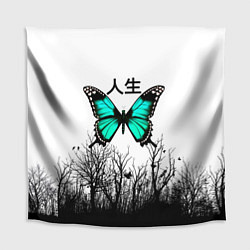 Скатерть для стола С бабочкой на фоне японского иероглифа, цвет: 3D-принт