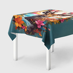 Скатерть для стола Олень и цветы, цвет: 3D-принт — фото 2