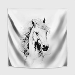 Скатерть для стола Лошадь белая на ветру, цвет: 3D-принт