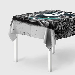 Скатерть для стола Скейтбордист панда на фоне граффити, цвет: 3D-принт — фото 2