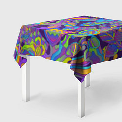 Скатерть для стола Психоделические цветы, цвет: 3D-принт — фото 2