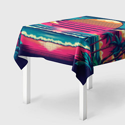 Скатерть для стола Закат на пляже vaporwave, цвет: 3D-принт — фото 2