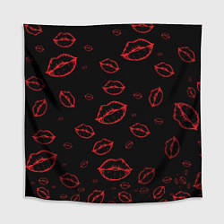 Скатерть для стола Паттерн красные губы на черном - lips red, цвет: 3D-принт