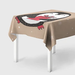 Скатерть для стола Пингвин с подарком, цвет: 3D-принт — фото 2