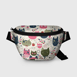 Поясная сумка Радостные котики, цвет: 3D-принт
