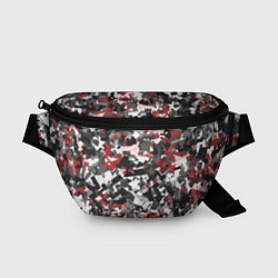 Поясная сумка Камуфляж: серый/красный, цвет: 3D-принт